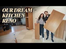 EP 11: We Grout the Tile + Build Our First Cabinet!! | OUR DREAM KITCHEN RENOVATION