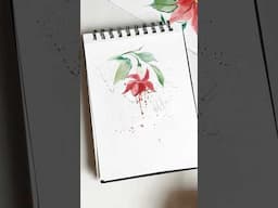 Splash of colour and mix of wet on wet technic - painted this Fuchsia Flower #watercolor #floral