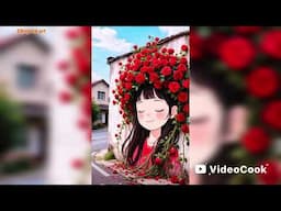 sưu tầm tranh tường cô gái đội hoa siêu đẹp