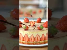 Pistachio Strawberry Cake ( Fraisier) #shorts #youtubeshorts #recipe #cake #