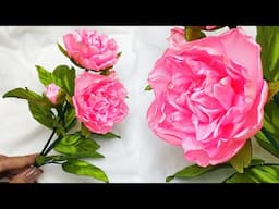 DIY peonies /how to make peony flowers with satin ribbon/flower making tutorial