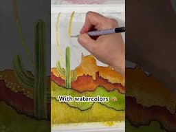 Easy Watercolor Desert Landscape #mixed_media #watercolorpainting #watercolor tutorial