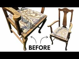 Full Dining Room Makeover & Antique Oak Chair Restoration PART 1