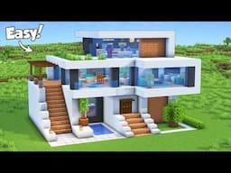 Minecraft: How to Build a Modern House Tutorial (Easy) #60 - Interior in Description!