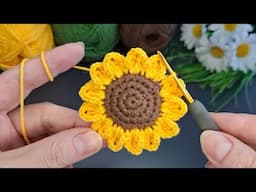 Gorgeous Easy Crochet Sunflower Keychain Making✅️#crochet #knittig #handmade #flower #keşfet #diy