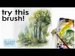 Try this brush with watercolor for a soft landscape