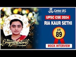 RIA KAUR SETHI | AIR- 89 | UPSC CSE 2024 | IGP2024| #upsc #ias #ias2024 #upsccse #genoias