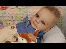 👶Reborn Jayden's Cute Dungarees Outfit!⛺Another "Mom Story"😄(Felicia Sculpt by Gudrun Legler)