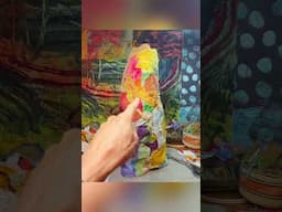 Finishing a Mixed Media Vessel #shorts  #art #fiberart #handstitching  #youtubeshorts