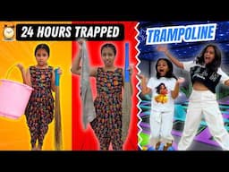 24 Hours in Balcony – Extreme Kids Challenge | Trampoline Prize!