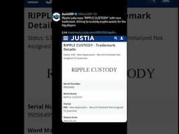 Ripple has applied for a new trademark.  "RIPPLE CUSTODY" new trademark.  to custody crypto assets