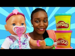 🔴 The baby doll pretend to play with Play Doh toys for kids. Baby Annabell doll videos for kids