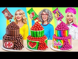 Me vs Grandma vs Barbie Cooking Challenge! Giant Cake Decorating Hacks by YUMMY JELLY