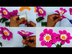 Crepe Paper Flowers For Home Decoration | Easy Flower Making | DIY Crepe Paper Flowers