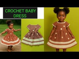 How to Crochet a Baby Girl Dress with Flower Embellishments | Adjustable to Any Size