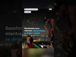 Saxofonista toca en un tejado de Beirut mientras los misiles vuelan desde Irán hacia Israel