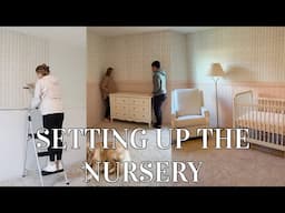 SETTING UP THE NURSERY! classic baby girl nursery | wallpaper, wainscoting, & baby furniture