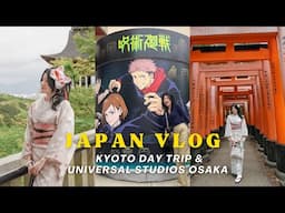 renting kimonos with my friends in japan, jujutsu kaisen event at universal studios, kyoto day trip!