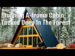 Modern A-Frame Cabin in the Snow | Dream Winter Escape in the Woods | Exploring Tiny House