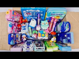 Biggest stationery collection - big owl sharpner, pencil box, pencil sharpner, eraser, water bottle
