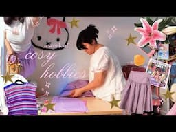 cosy hobbies vlog 🪡🎨 sewing pinterest skirt, colouring books & rediscovering hobbies