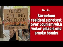 Barcelona residents protest over tourism with water pistols and smoke bombs