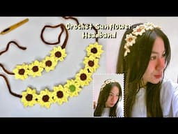 Easy Crochet Sunflower Headband tutorial | Crochet Headband DIY