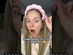 Temporary Tattoo EYEBROWS?! 🤯 #shorts #makeup #makeuphacks #brows #eyebrows