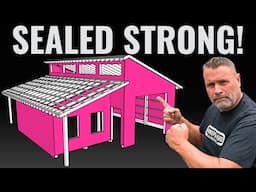 Pole Barn Build on a Budget | Installing OSB Sheathing & House Wrap (5)