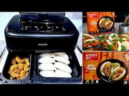 Philips 5000 Dual Basket air fryer with steam: Steaming & Air Frying Costco Crispy Prawns & Bun Bao!