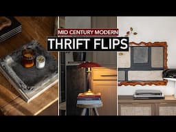 DIY Home Decor Thrift Flips || Mid Century Modern Table Lamp,  Concrete Tray, Modern Wall Art