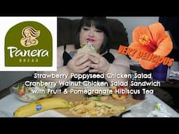 Panera Bread Cranberry Walnut Chicken Salad Sandwich & Strawberry Poppyseed Salad Mukbang