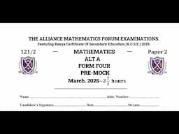 THE ALLIANCE MATHS FORUM, PAPER 2, SECTION 2 MATHEMATICS