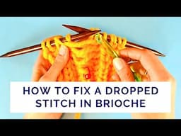 Fixing a Dropped Stitch in Brioche Step by Step for Beginners