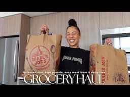 TRADER JOE’S WEEKLY GROCERY HAUL | balanced diet, high protein, simple meal ides, dairy free