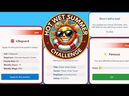 HOW TO COMPLETE THE HOT WET SUMMER CHALLENGE | become a water slide tester | Bitlife