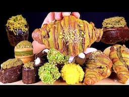 ASMR 두바이 크루와상 두바이스콘 피스타치오 망고크림빵 초코몽둥이 먹방~! Dubai Croissant Dubai Chocolate pistachio Bread MuKBang!!