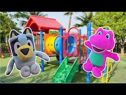 Bluey! & Barney's World At The Playground!🌞