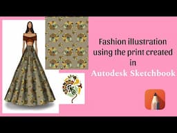 How to draw fashion illustration using the print| Autodesk Sketchbook|Fashion design tutorial part-6