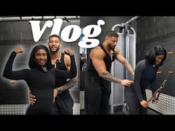 VLOG | TRAINING UPPER BODY WITH MY HUSBAND FOR THE FIRST TIME! 💪🏾🥵