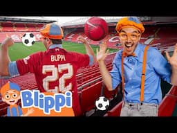 Blippi Trains with Liverpool FC players!  | Moonbug Kids📖 Learning Corner