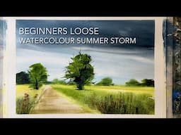 PAINT A LOOSE WATERCOLOR SUMMER STORM! Beginners WATERCOLOUR Landscape Painting, Techniques Tutorial