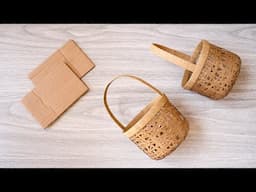 AESTHETIC BASKET MADE OF CARDBOARD | DIY Handmade Basket | Recycle Ideas for Decor & Wedding Display