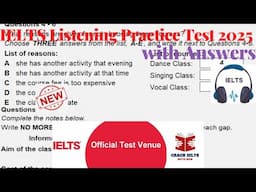 IELTS Listening Actual Test 2025 with Answers | May Exam
