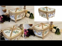 Beautiful Jewelry box from simple materials/Decoupage on cardboard
