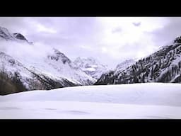 1 Hour Calming Piano Music | 4K Alpine Winter Landscape | Relax, Study, Work, Meditation