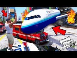 Franklin Risks EVERYTHING To Stop a PLANE CRASH In GTA 5 | SHINCHAN and CHOP