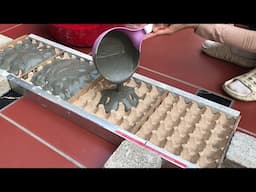 The magic of egg trays and cement - Create beautiful flower pots