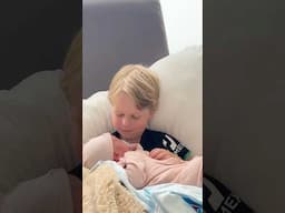Watching my son finally meet his baby sister makes my heart want to explode 💕 #siblings #babygirl