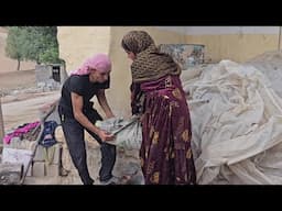 Davoud and Akram's new home, nomadic life, a day of tile work